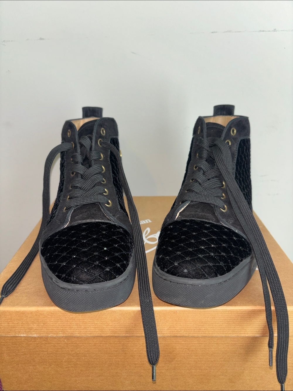 Christian Louboutin Black Quilted High-Top Sneakers